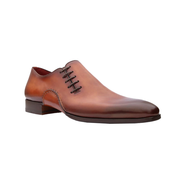 Magnanni 15024 Abrahan Men's Shoes Cognac Calf-Skin Leather Whole-Cut Oxfords (MAGS1135)-AmbrogioShoes