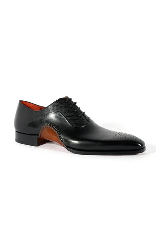 Magnanni 20120 Sanchez II Black Grabado Embossed / Calf-Skin Leather Oxfords (MAGS1122)-AmbrogioShoes