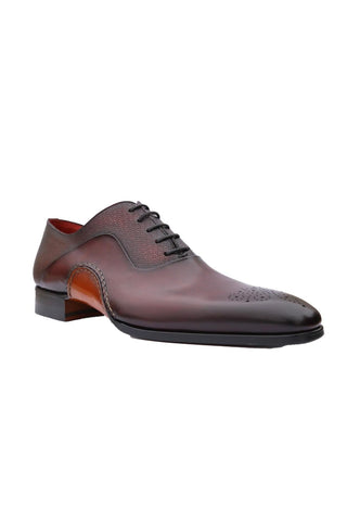 Magnanni 20120 Sanchez II Burgundy Grabado Embossed / Calf-Skin Leather Oxfords (MAGS1134)-AmbrogioShoes