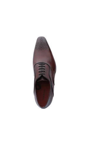 Magnanni 20120 Sanchez II Burgundy Grabado Embossed / Leather Oxfords (MAGS1134)-AmbrogioShoes
