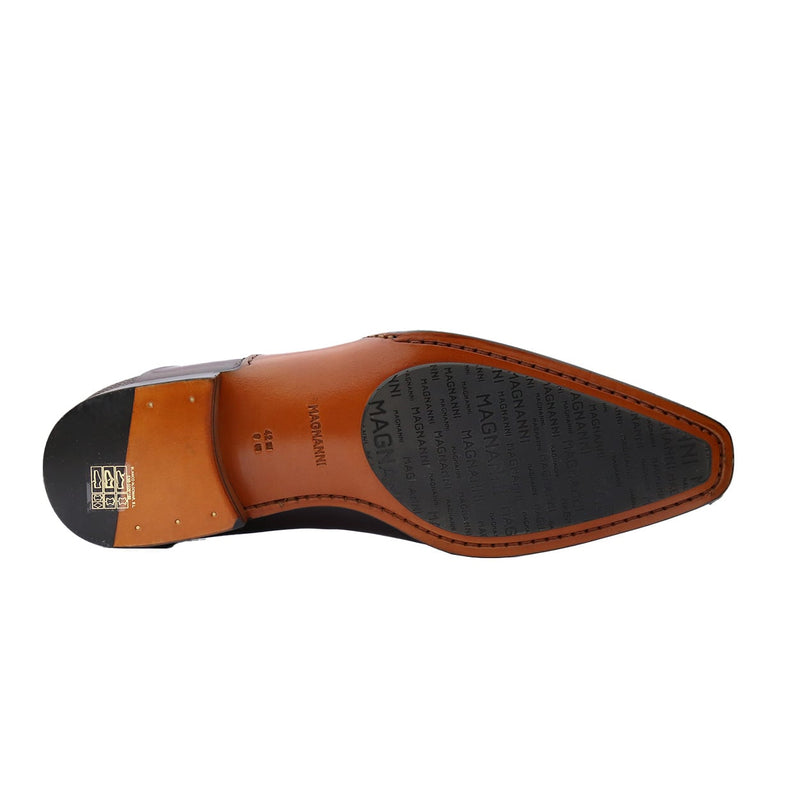 Magnanni 20120 Sanchez II Men's Shoes Burgundy Grabado Print / Calf-Skin Leather Oxfords (MAGS1134)-AmbrogioShoes