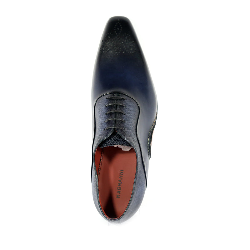 Magnanni 20120 Sanchez II Men's Shoes Navy Grabado Print / Calf-Skin Leather Oxfords (MAGS1127)-AmbrogioShoes