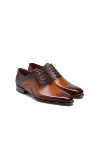 Magnanni 20120 Sanchez II Two-Tone Brown Grabado Embossed / Calf-Skin Leather Oxfords (MAGS1004)-AmbrogioShoes