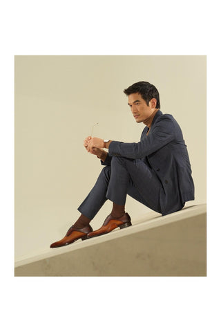 Magnanni 20120 Sanchez II Two-Tone Brown Grabado Embossed / Calf-Skin Leather Oxfords (MAGS1004)-AmbrogioShoes