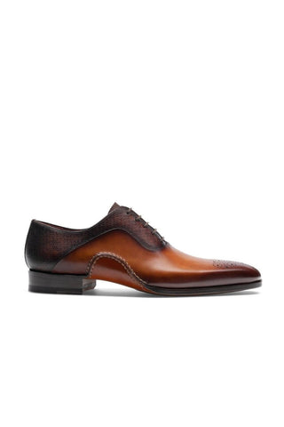 Magnanni 20120 Sanchez II Two-Tone Brown Grabado Embossed / Calf-Skin Leather Oxfords (MAGS1004)-AmbrogioShoes