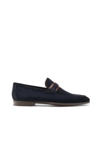Magnanni 23822 Daniel Navy Suede Penny Loafers (MAGS1070)