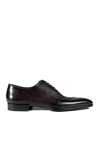 Magnanni 23869 Patina Leather Oxfords | Black & Gray
