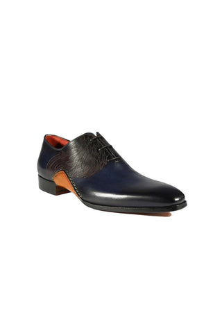 Magnanni 24133 Navy & Gray Patina Leather Whole-cut Oxfords (MAGS1093)