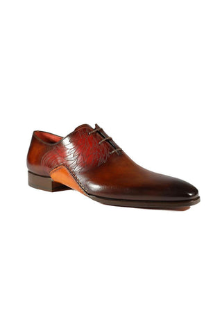 Magnanni 24133 Tobacco & Red Patina Leather Whole-cut Oxfords (MAGS1094)
