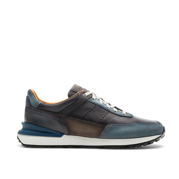 Magnanni 24454 Bravo Men's Shoes Gray & Sky Blue Suede / Nubuck Leather Lace-Up Sneakers (MAGS1136)-AmbrogioShoes