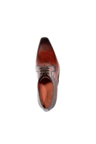 Magnanni 24834 Hayos Burgundy Laser Embossed / Calf-Skin Leather Derby (MAGS1123)-AmbrogioShoes