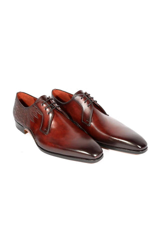 Magnanni 24834 Hayos Burgundy Laser Embossed / Calf-Skin Leather Derby (MAGS1123)-AmbrogioShoes