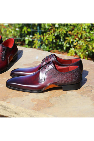 Magnanni 24834 Hayos Burgundy Laser Embossed / Calf-Skin Leather Derby (MAGS1123)-AmbrogioShoes