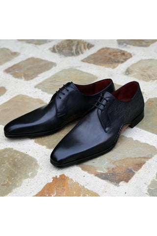 Magnanni 24834 Hayos Gray Laser Embossed / Calf-Skin Leather Derby (MAGS1132)-AmbrogioShoes