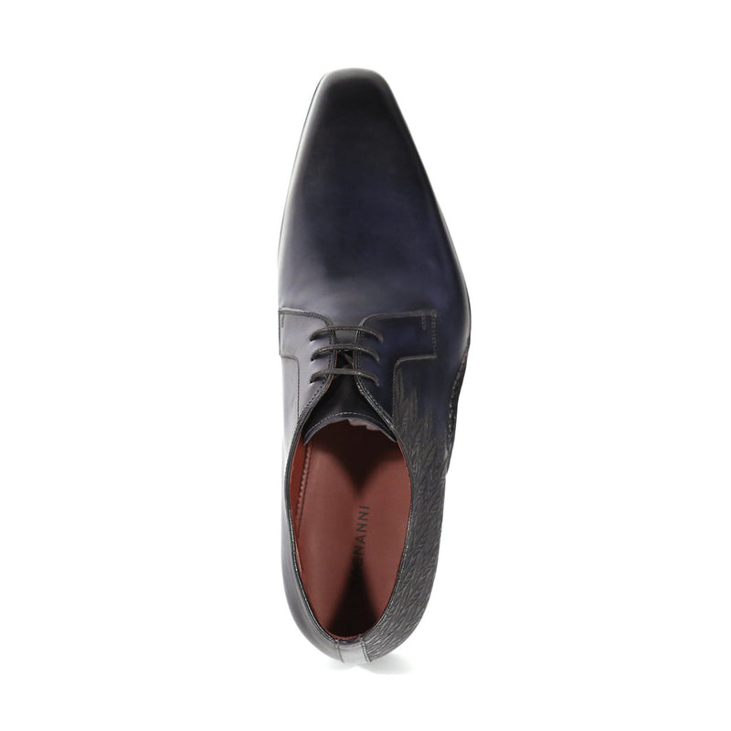 Magnanni 24834 Hayos Men's Shoes Navy Laser Print / Calf-Skin Leather Derby Oxfords (MAGS1133)-AmbrogioShoes