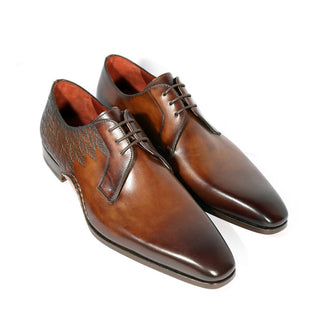 Magnanni 24834 Hayos Men's Shoes Tobacco Laser Print / Calf-Skin Leather Derby (MAGS1124)-AmbrogioShoes