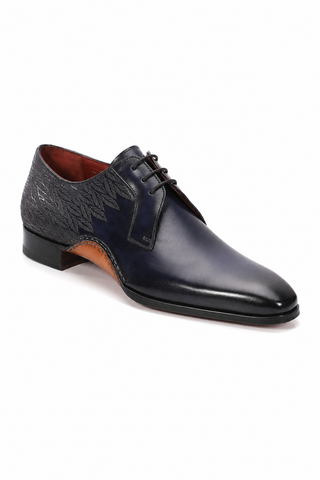 Magnanni 24834 Hayos Navy Laser Embossed / Calf-Skin Leather Derby (MAGS1133)