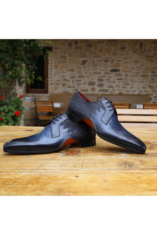 Magnanni 24834 Hayos Navy Laser Embossed / Calf-Skin Leather Derby (MAGS1133)-AmbrogioShoes