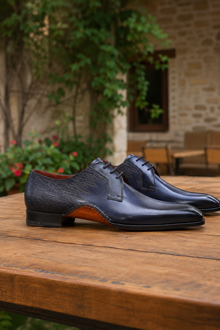 Magnanni 24834 Hayos Navy Laser Embossed / Calf-Skin Leather Derby (MAGS1133)