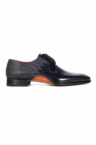 Magnanni 24834 Hayos Navy Laser Embossed / Leather Derby (MAGS1133)-AmbrogioShoes