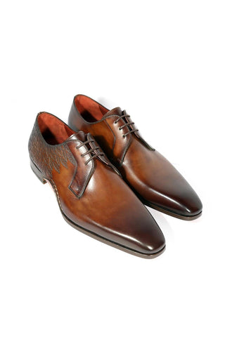 Magnanni 24834 Hayos Tobacco Laser Embossed / Calf-Skin Leather Derby (MAGS1124)-AmbrogioShoes