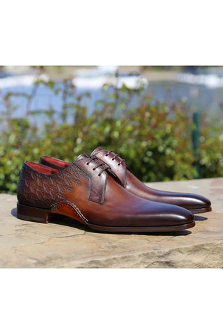 Magnanni 24834 Hayos Tobacco Laser Embossed / Calf-Skin Leather Derby (MAGS1124)-AmbrogioShoes