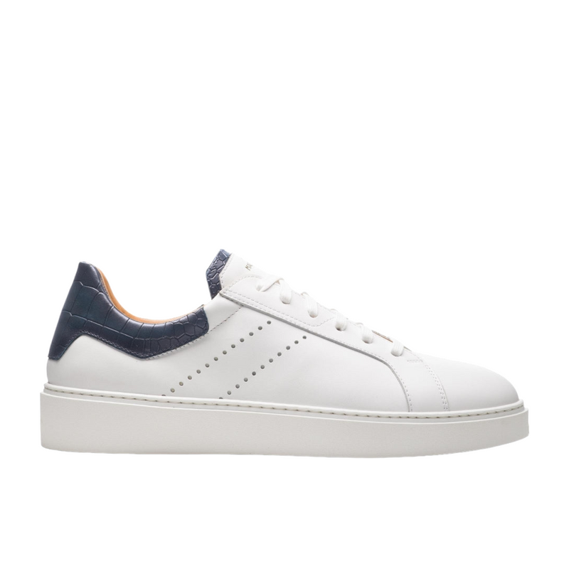 Magnanni 22444 Reina-IlI Men's Shoes White / Navy Croc Print Calf-Skin Leather Sneakers (MAGS1026)-AmbrogioShoes