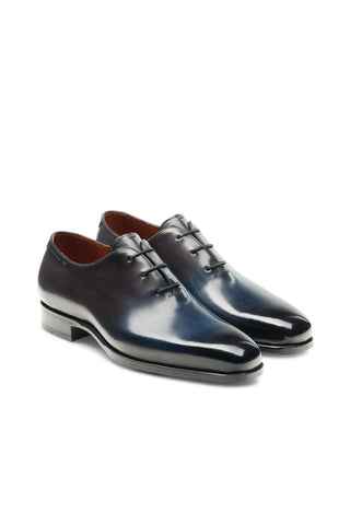 Magnanni Alexander Navy & Gray Whole-Cut Leather Oxfords Handcrafted – AmbrogioShoes