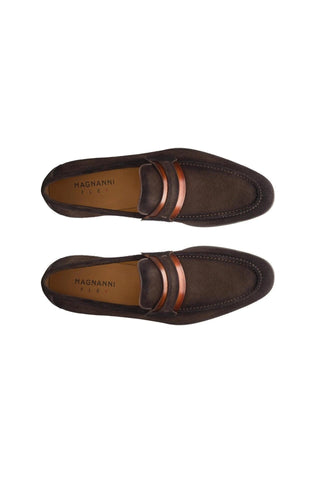 Magnanni Daniel 23822 Brown & Cognac Suede Penny Loafers (MAGS1114)