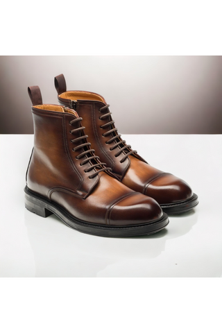 Magnanni Lerato 24786 Medium Brown Calf-Skin Leather Derby Boots (MAGS1137)-AmbrogioShoes