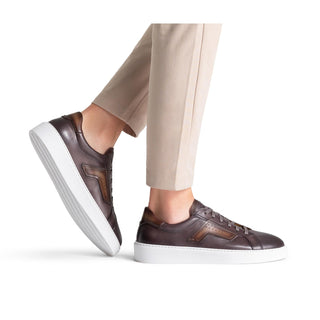 Magnanni Phoenix 25349 Men's Shoes Gray & Brown Calf-Skin Leather Casual Sneakers (MAGS1145)-AmbrogioShoes