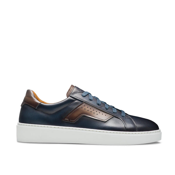 Magnanni Phoenix 25349 Men's Shoes Navy & Brown Calf-Skin Leather Casual Sneakers (MAGS1144)-AmbrogioShoes