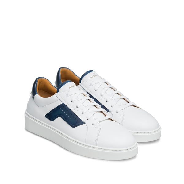 Magnanni Phoenix 25349 Men's Shoes White & Navy Calf-Skin Leather Casual Sneakers (MAGS1143)-AmbrogioShoes
