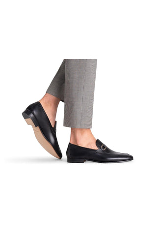 Magnanni Silvano 24385 Black Leather Buckle Slip-On Loafers (MAGS1139)-AmbrogioShoes
