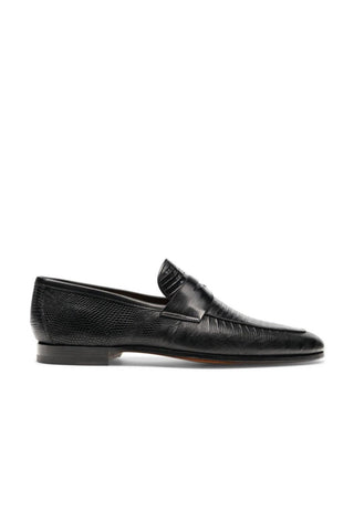 Magnanni Vicente 23257 Black Genuine Lizard Skin Classic Penny Loafers (MAGS1102)