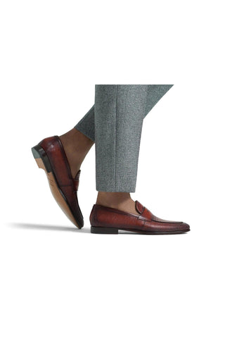 Magnanni Vicente 23257 Cognac Genuine Lizard Skin Classic Penny Loafers (MAGS1101)-AmbrogioShoes