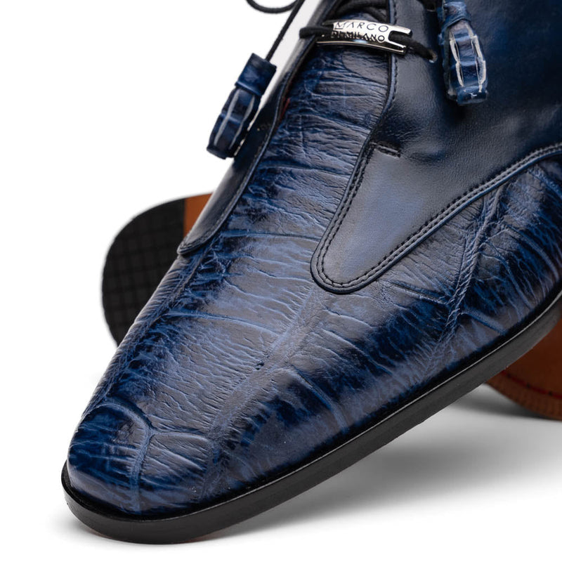 Marco Di Milano ANZIO Exotic Alligator & Calfskin Leather Blue Oxfords (MDM1037)-AmbrogioShoes