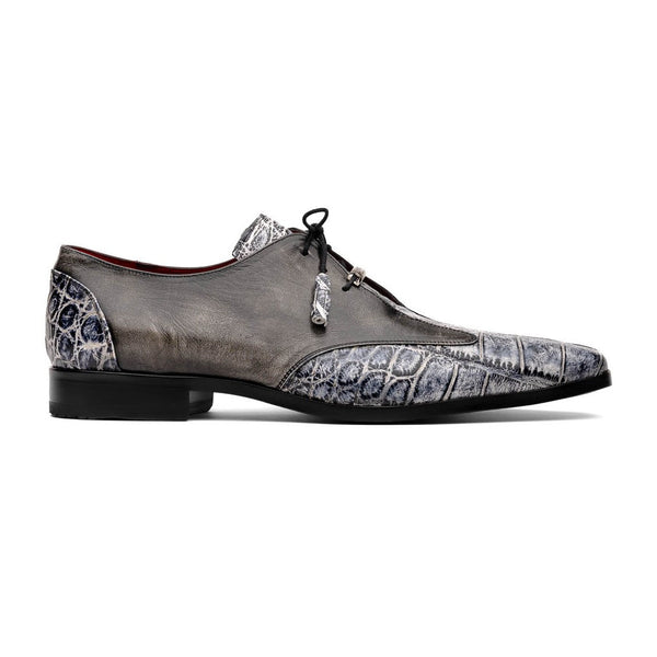 Marco Di Milano ANZIO Exotic Alligator & Calfskin Leather Gray & Black Oxfords (MDM1035)-AmbrogioShoes