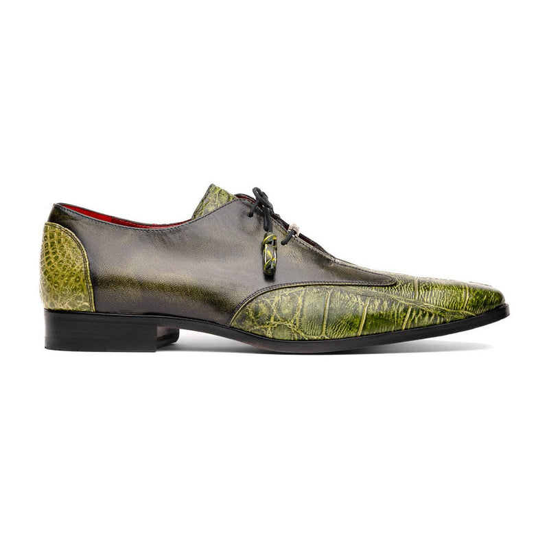 Marco Di Milano ANZIO Exotic Alligator & Calfskin Leather Green Oxfords (MDM1036)-AmbrogioShoes