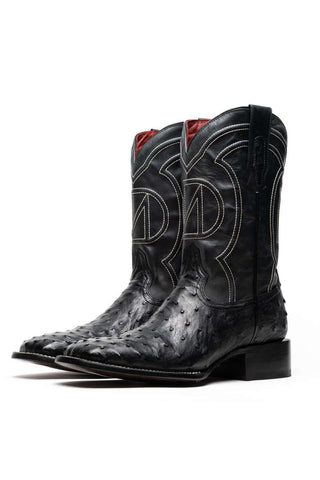 Marco Di Milano Alabama Black Exotic Ostrich Skin Cowboy Boot (MDM1223)-AmbrogioShoes
