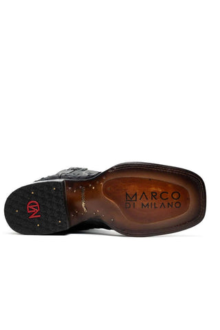 Marco Di Milano Alabama Black Exotic Ostrich Skin Cowboy Boot (MDM1223)-AmbrogioShoes