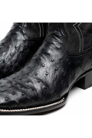 Marco Di Milano Alabama Black Exotic Ostrich Skin Cowboy Boot (MDM1223)-AmbrogioShoes