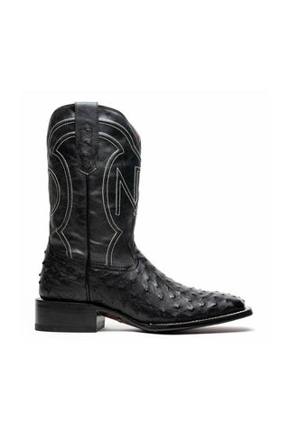Marco Di Milano Alabama Black Exotic Ostrich Skin Cowboy Boot (MDM1223)-AmbrogioShoes