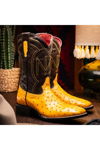 Marco Di Milano Alabama Buttercup Exotic Ostrich Skin Cowboy Boot (MDM1225)-AmbrogioShoes