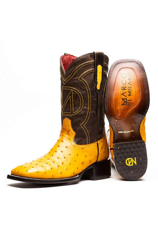 Marco Di Milano Alabama Buttercup Exotic Ostrich Skin Cowboy Boot (MDM1225)-AmbrogioShoes