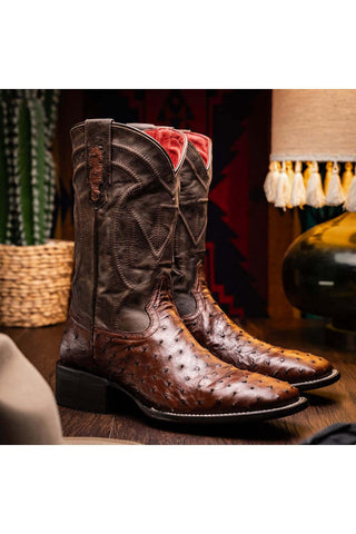 Marco Di Milano Alabama Kango Tabac Exotic Ostrich Skin Cowboy Boot (MDM1221)-AmbrogioShoes
