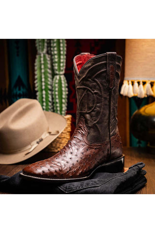 Marco Di Milano Alabama Kango Tabac Exotic Ostrich Skin Cowboy Boot (MDM1221)-AmbrogioShoes
