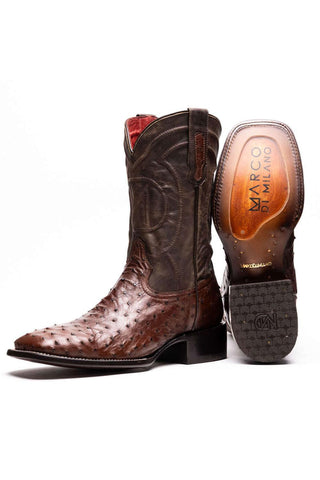 Marco Di Milano Alabama Kango Tabac Exotic Ostrich Skin Cowboy Boot (MDM1221)-AmbrogioShoes
