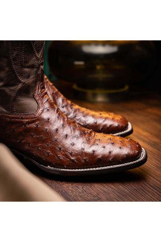Marco Di Milano Alabama Kango Tabac Exotic Ostrich Skin Cowboy Boot (MDM1221)-AmbrogioShoes