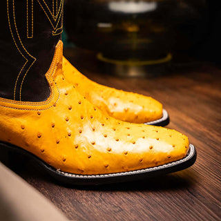 Marco Di Milano Alabama Men's Shoes Buttercup Exotic Ostrich Skin Cowboy Boot (MDM1225)-AmbrogioShoes